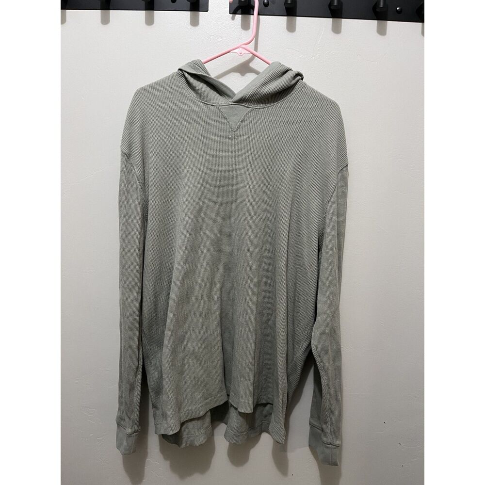 Eddie Bauer Waffle Knit Thermal Hoodie Sage Green Size XL